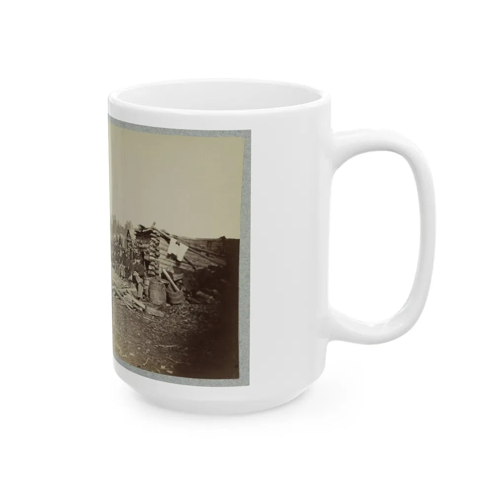 Union Soldiers, In Camp, Posed In Front Of Log Buildings (U.S. Civil War) White Coffee Mug-Go Mug Yourself