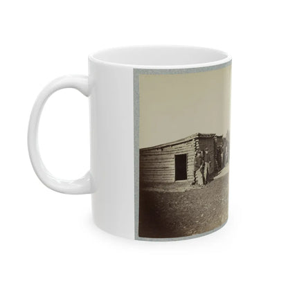 Union Soldiers, In Camp, Posed In Front Of Log Buildings (U.S. Civil War) White Coffee Mug-Go Mug Yourself