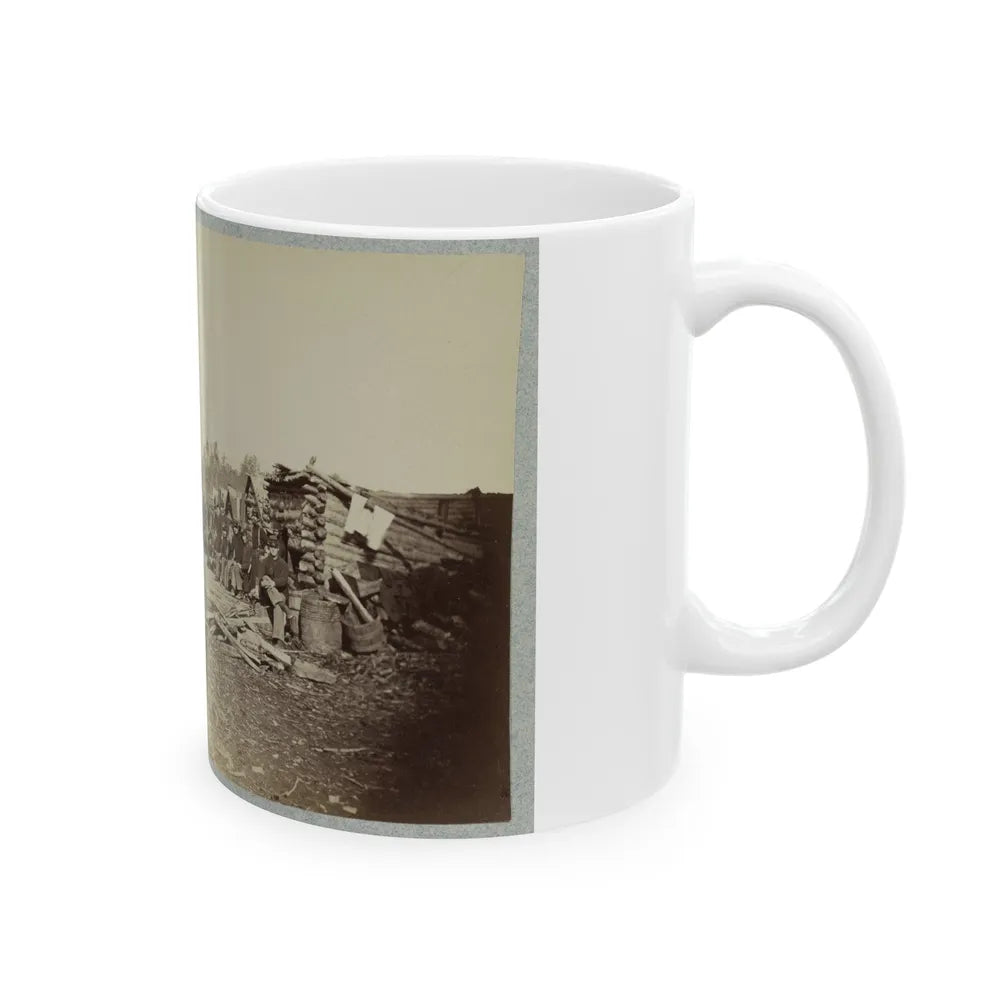 Union Soldiers, In Camp, Posed In Front Of Log Buildings (U.S. Civil War) White Coffee Mug-Go Mug Yourself