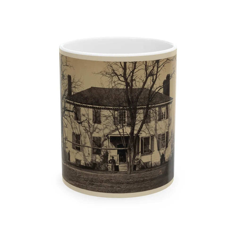 Union Soldiers In Front Of A House (U.S. Civil War) White Coffee Mug-11oz-Go Mug Yourself