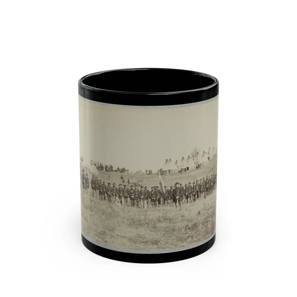 Union Soldiers Lined Up In The Field With Tents In The Background (U.S. Civil War) Black Coffee Mug-11oz-Go Mug Yourself