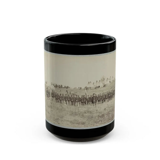 Union Soldiers Lined Up In The Field With Tents In The Background (U.S. Civil War) Black Coffee Mug-15oz-Go Mug Yourself