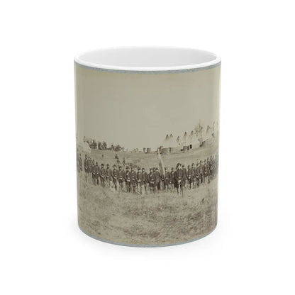 Union Soldiers Lined Up In The Field With Tents In The Background (U.S. Civil War) White Coffee Mug-11oz-Go Mug Yourself