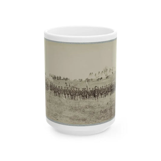 Union Soldiers Lined Up In The Field With Tents In The Background (U.S. Civil War) White Coffee Mug-15oz-Go Mug Yourself