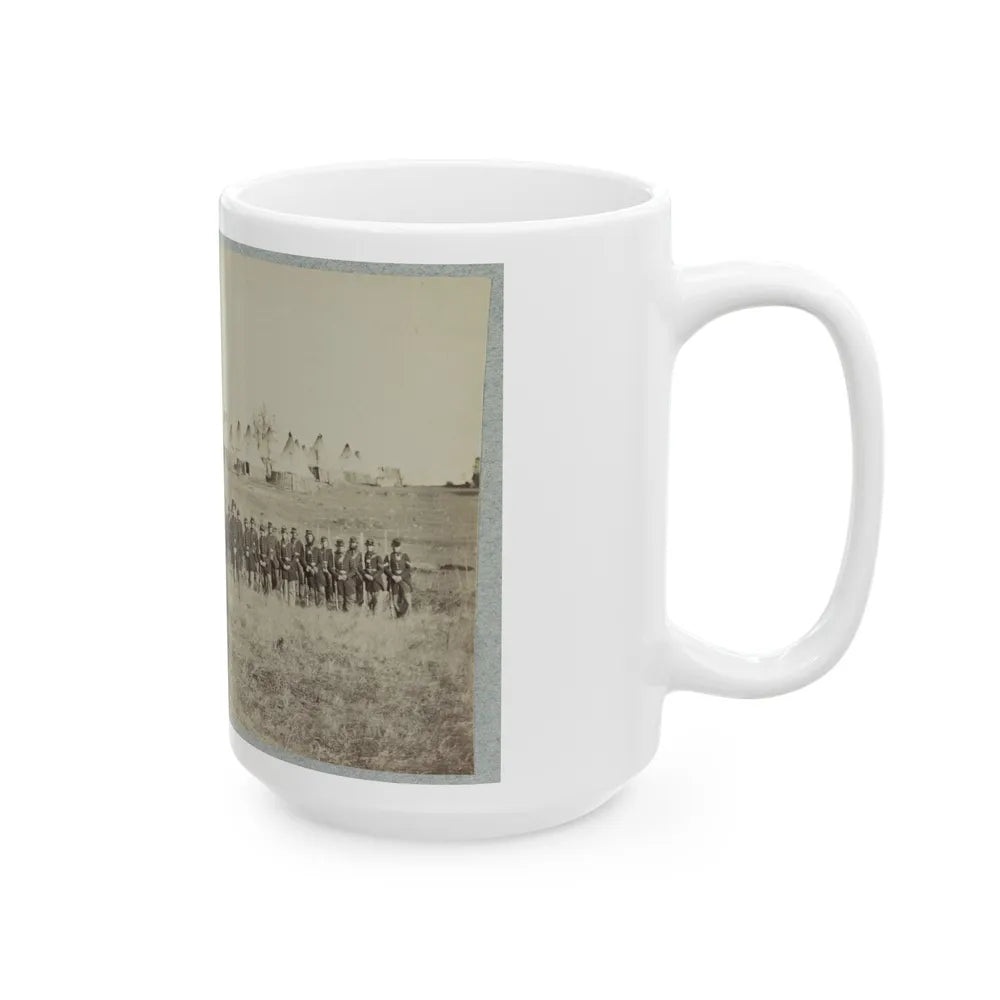 Union Soldiers Lined Up In The Field With Tents In The Background (U.S. Civil War) White Coffee Mug-Go Mug Yourself