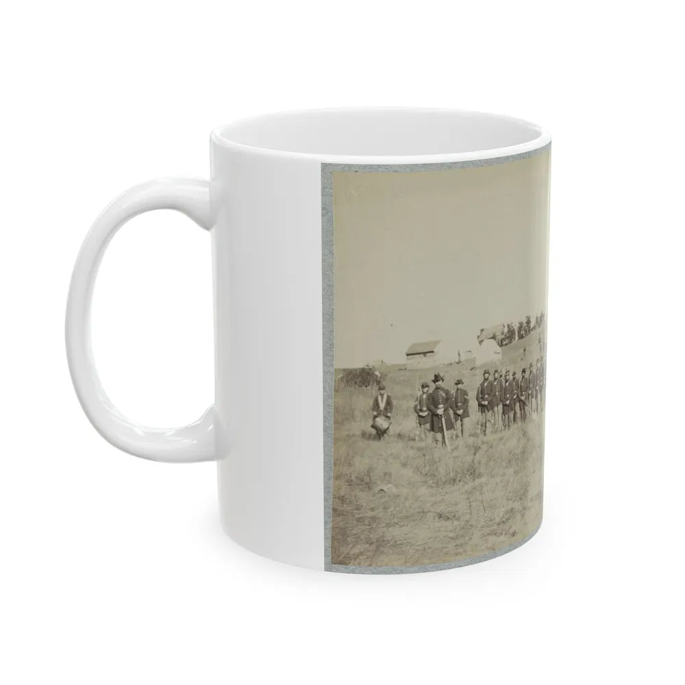 Union Soldiers Lined Up In The Field With Tents In The Background (U.S. Civil War) White Coffee Mug-Go Mug Yourself