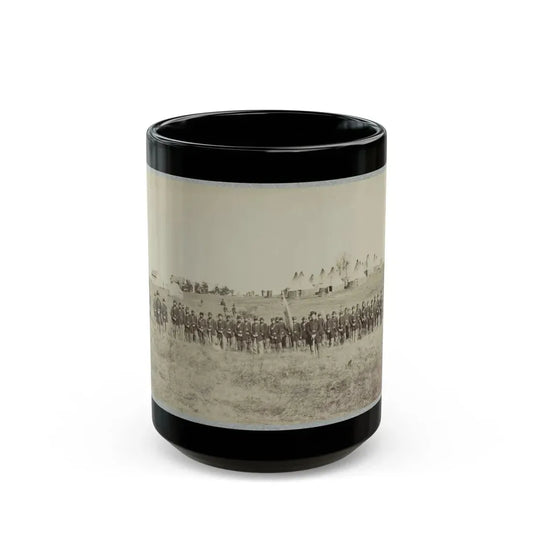 Union Soldiers Lined Up In The Field With Tents In The Background (U.S. Civil War) Black Coffee Mug 15oz - Go Mug Yourself