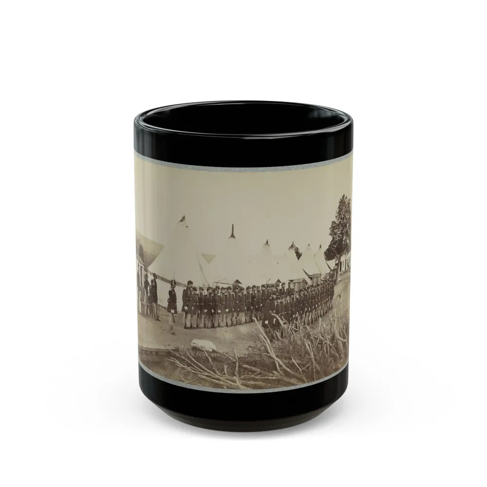 Union Soldiers Lined Up In Two Rows In Front Of Tents (U.S. Civil War) Black Coffee Mug-15oz-Go Mug Yourself