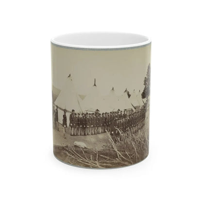 Union Soldiers Lined Up In Two Rows In Front Of Tents (U.S. Civil War) White Coffee Mug-11oz-Go Mug Yourself