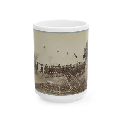 Union Soldiers Lined Up In Two Rows In Front Of Tents (U.S. Civil War) White Coffee Mug-15oz-Go Mug Yourself