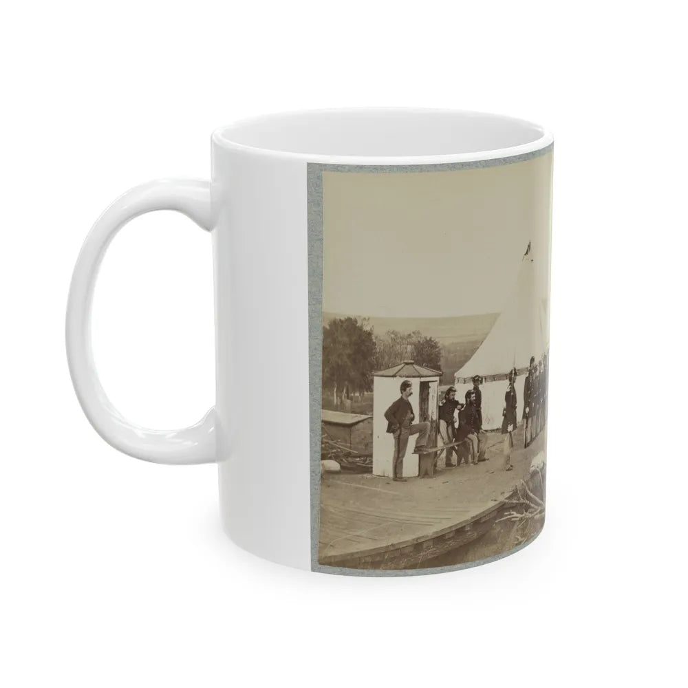 Union Soldiers Lined Up In Two Rows In Front Of Tents (U.S. Civil War) White Coffee Mug-Go Mug Yourself