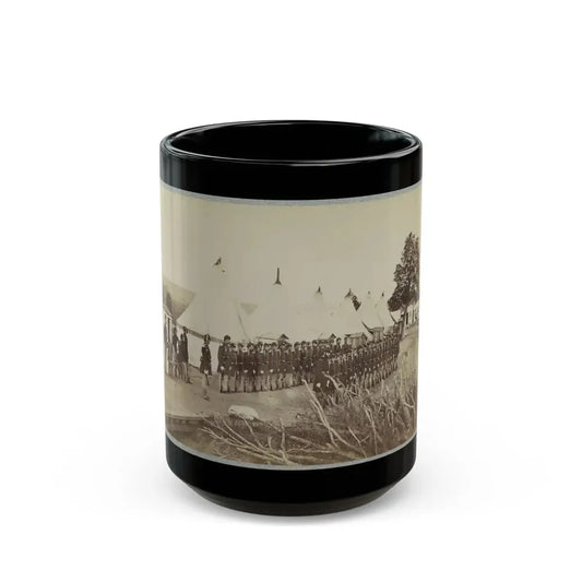 Union Soldiers Lined Up In Two Rows In Front Of Tents (U.S. Civil War) Black Coffee Mug 15oz - Go Mug Yourself