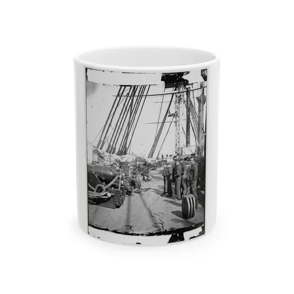 Union Soldiers On Deck Of U.S.S. New Hampshire, Off Charleston, S.C. (U.S. Civil War) White Coffee Mug-11oz-Go Mug Yourself