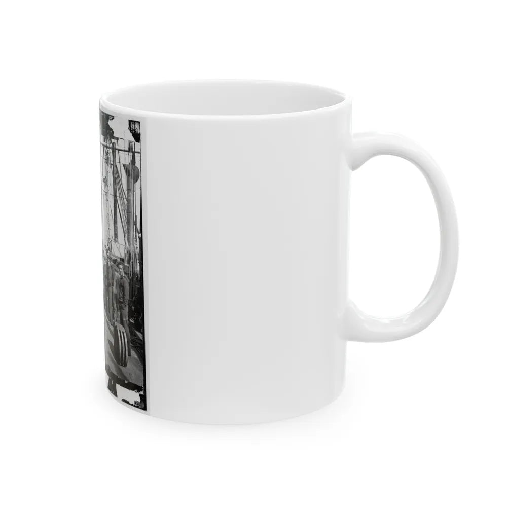 Union Soldiers On Deck Of U.S.S. New Hampshire, Off Charleston, S.C. (U.S. Civil War) White Coffee Mug-Go Mug Yourself