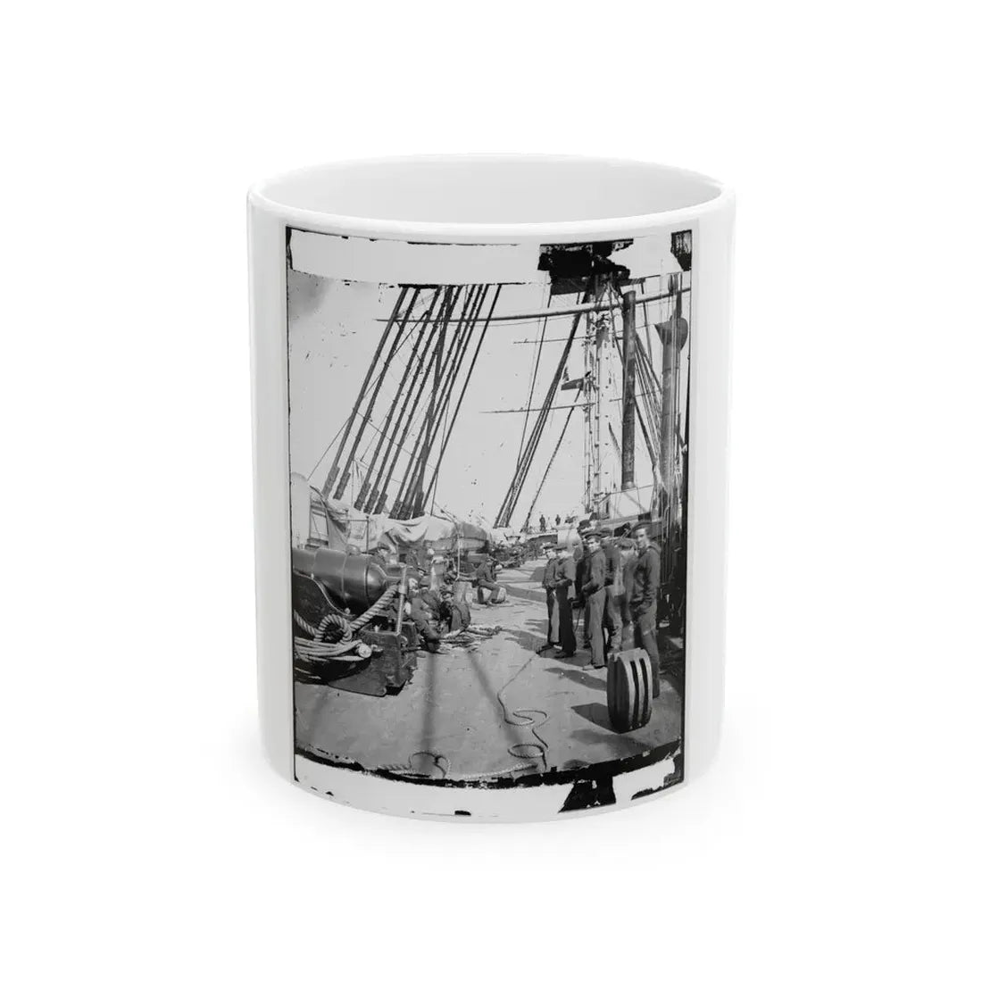 Union Soldiers On Deck Of U.S.S. New Hampshire, Off Charleston, S.C. (U.S. Civil War) White Coffee Mug 11oz - Go Mug Yourself