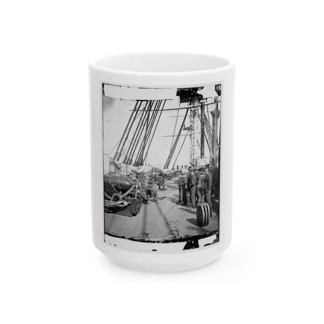 Union Soldiers On Deck Of U.S.S. New Hampshire, Off Charleston, S.C. (U.S. Civil War) White Coffee Mug 15oz - Go Mug Yourself