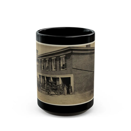 Union Soldiers Pull A Fire Engine From A Garage Designated Petersburg Artillery (U.S. Civil War) Black Coffee Mug-15oz-Go Mug Yourself