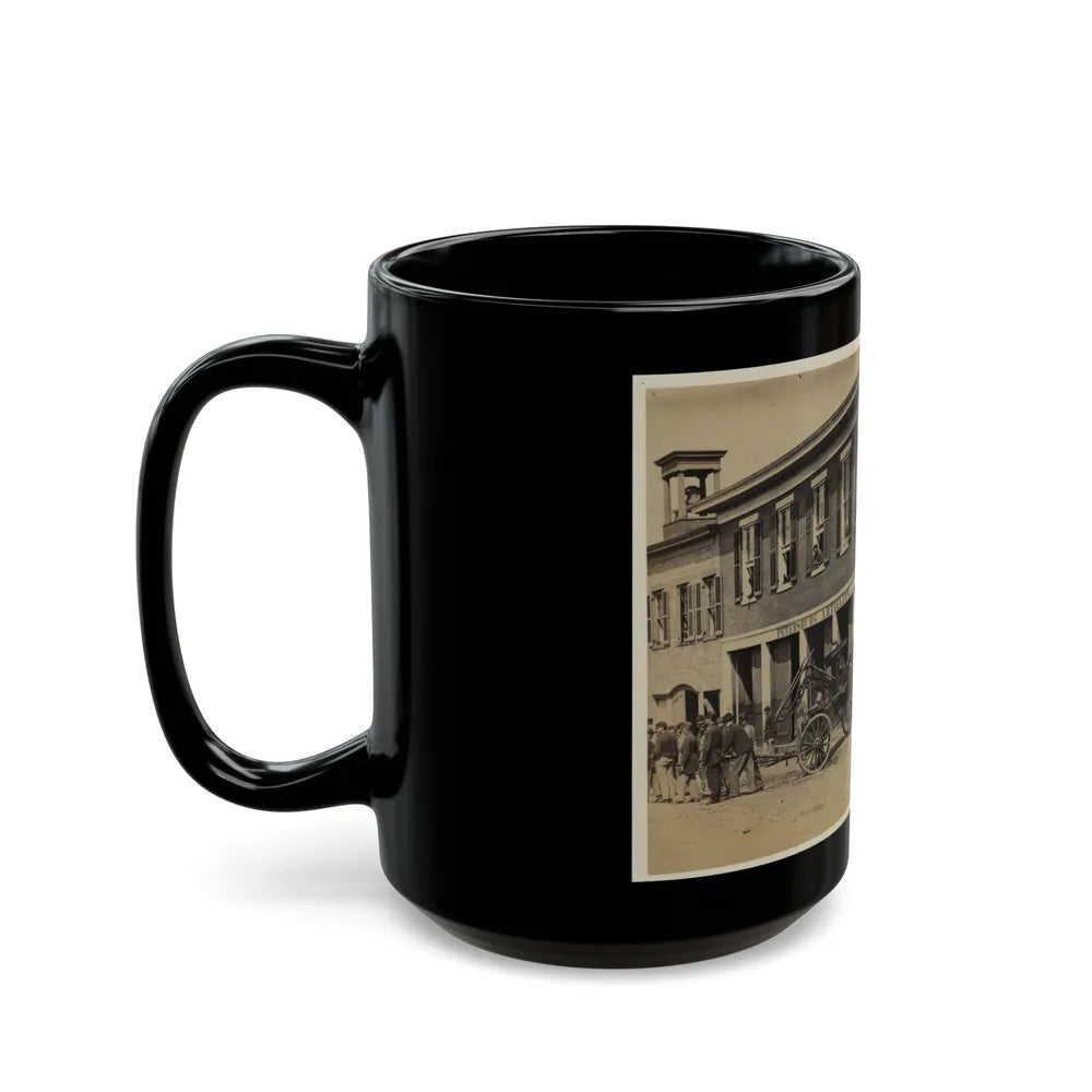 Union Soldiers Pull A Fire Engine From A Garage Designated Petersburg Artillery (U.S. Civil War) Black Coffee Mug-Go Mug Yourself