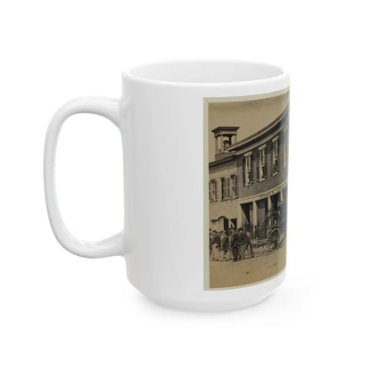 Union Soldiers Pull A Fire Engine From A Garage Designated Petersburg Artillery (U.S. Civil War) White Coffee Mug-Go Mug Yourself