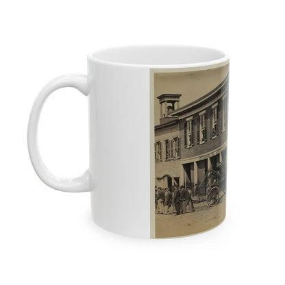 Union Soldiers Pull A Fire Engine From A Garage Designated Petersburg Artillery (U.S. Civil War) White Coffee Mug-Go Mug Yourself