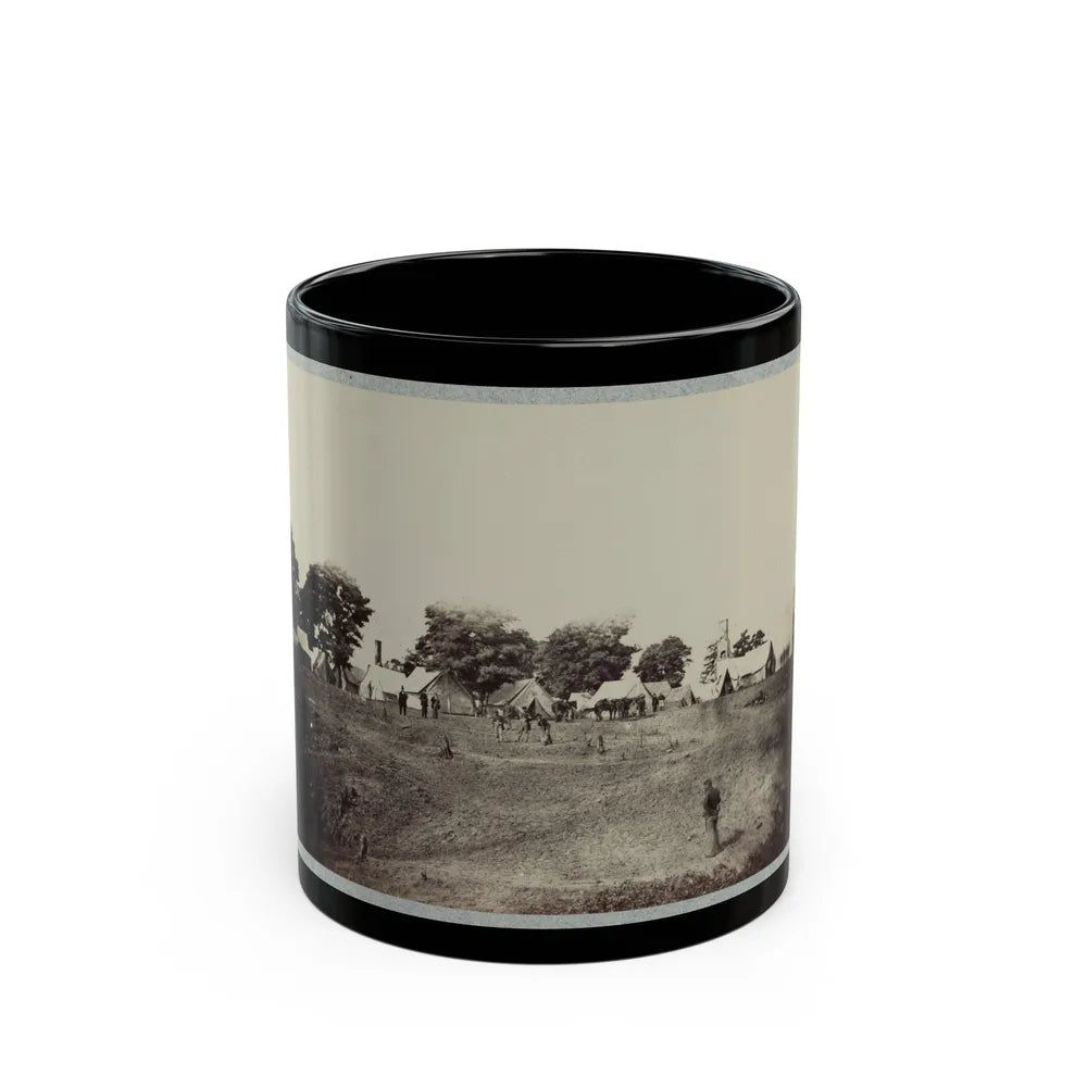 Union Soldiers Stand In Front Of Their Camp (U.S. Civil War) Black Coffee Mug-11oz-Go Mug Yourself