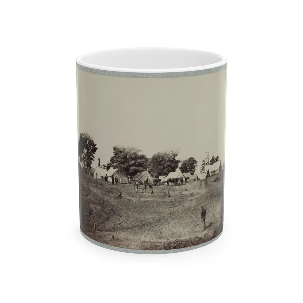 Union Soldiers Stand In Front Of Their Camp (U.S. Civil War) White Coffee Mug-11oz-Go Mug Yourself