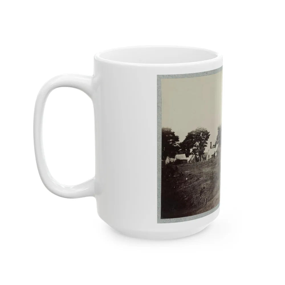 Union Soldiers Stand In Front Of Their Camp (U.S. Civil War) White Coffee Mug-Go Mug Yourself