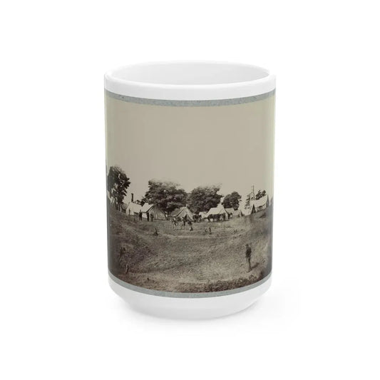Union Soldiers Stand In Front Of Their Camp (U.S. Civil War) White Coffee Mug 15oz - Go Mug Yourself