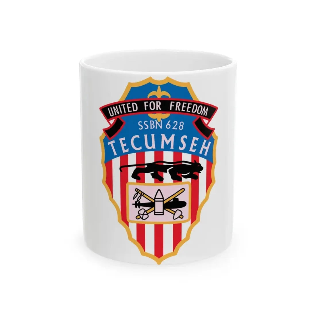 United For Freedom SSBN 262 Tecumseh (U.S. Navy) White Coffee Mug 11oz - Go Mug Yourself
