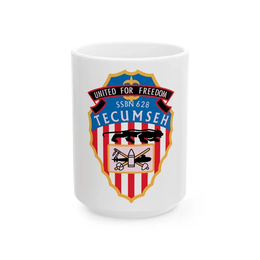 United For Freedom SSBN 262 Tecumseh (U.S. Navy) White Coffee Mug 15oz - Go Mug Yourself