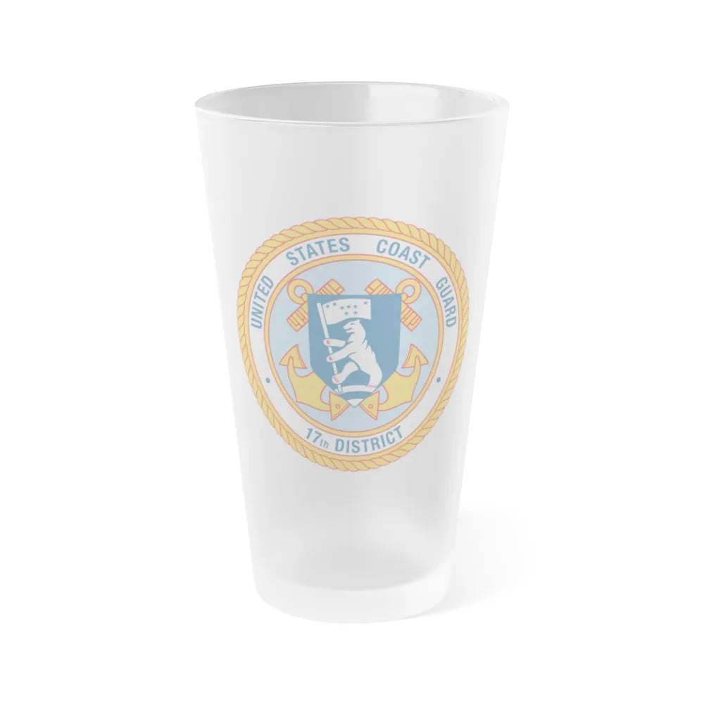 United States Coast Guard 17th District (U.S. Coast Guard) Frosted Pint Glass 16oz-Go Mug Yourself