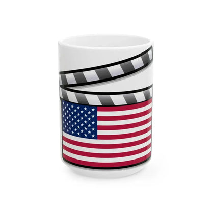 United States film clapperboard (United States) White Coffee Mug 15oz - Go Mug Yourself