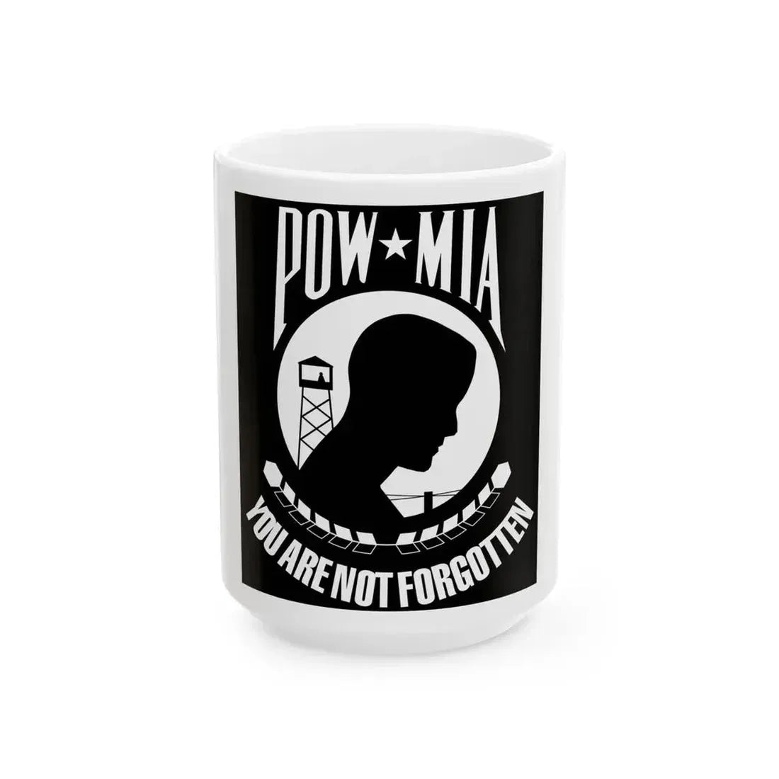 United States POW-MIA flag cropped (United States) White Coffee Mug 15oz - Go Mug Yourself