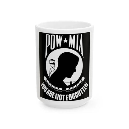 United States POW-MIA flag cropped (United States) White Coffee Mug 15oz - Go Mug Yourself
