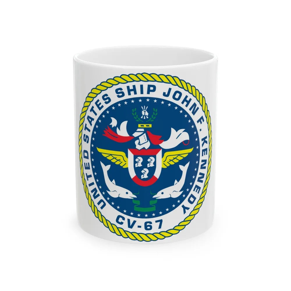 United States Ship John F Kennedy CV 67 (U.S. Navy) White Coffee Mug-11oz-Go Mug Yourself