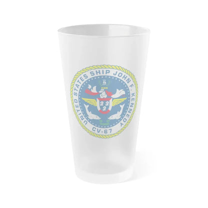 United States Ship John F Kennedy CV 67 (U.S. Navy) Frosted Pint Glass 16oz Default Title - Go Mug Yourself