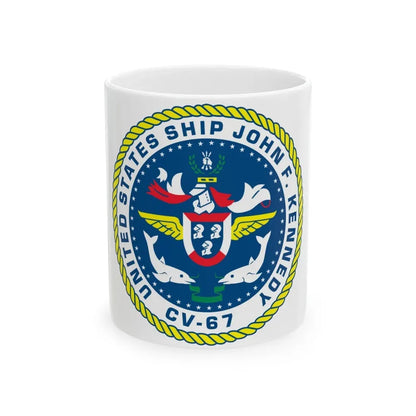 United States Ship John F Kennedy CV 67 (U.S. Navy) White Coffee Mug 11oz - Go Mug Yourself