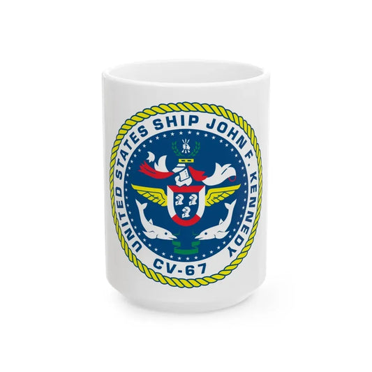United States Ship John F Kennedy CV 67 (U.S. Navy) White Coffee Mug 15oz - Go Mug Yourself