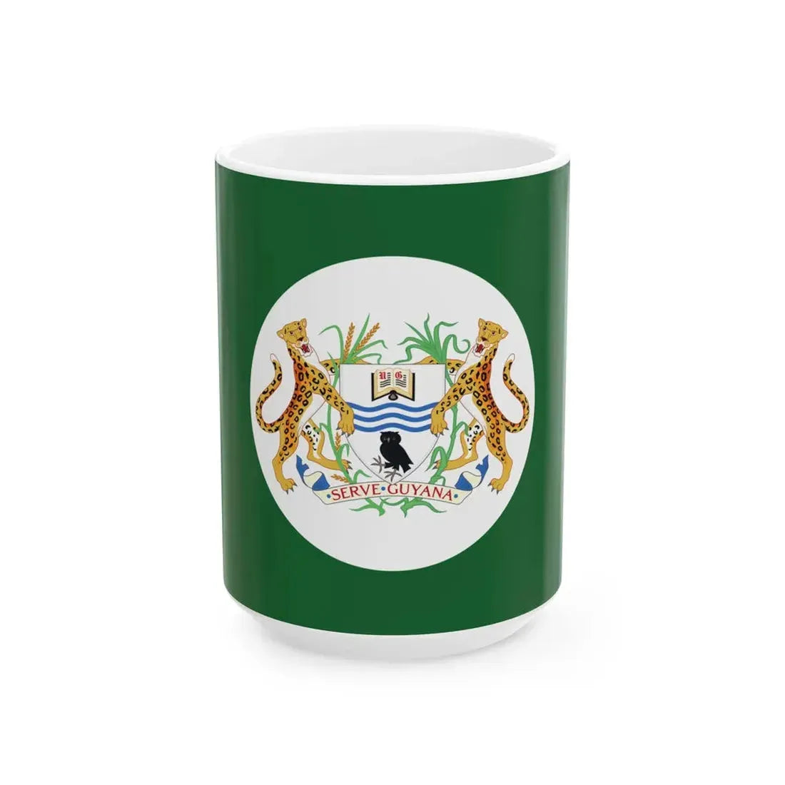 University of Guyana flag (Guyana) White Coffee Mug 15oz - Go Mug Yourself