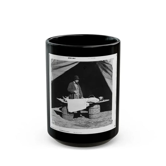 Unknown Location. Embalming Surgeon At Work On Soldier's Body (U.S. Civil War) Black Coffee Mug 15oz - Go Mug Yourself