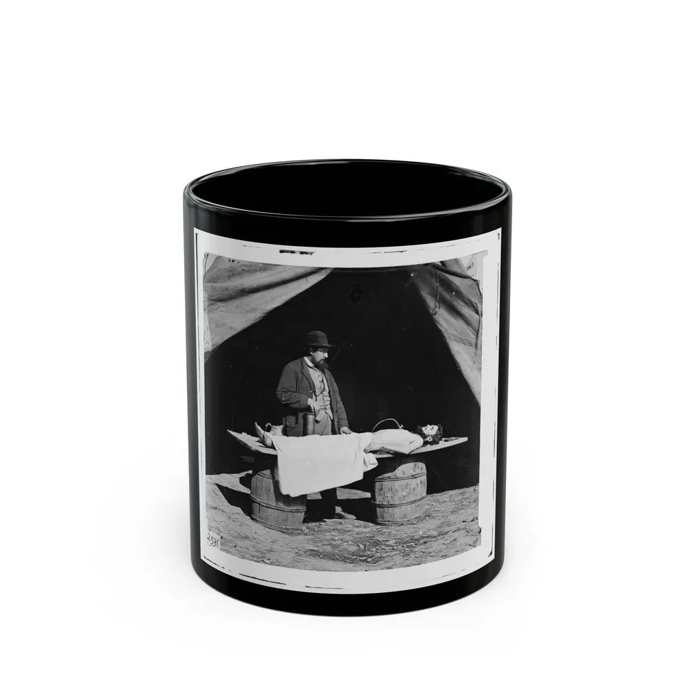 Unknown Location. Embalming Surgeon At Work On Soldier's Body (U.S. Civil War) Black Coffee Mug-11oz-Go Mug Yourself