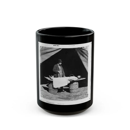 Unknown Location. Embalming Surgeon At Work On Soldier's Body (U.S. Civil War) Black Coffee Mug-15oz-Go Mug Yourself