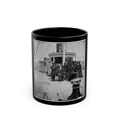 Unknown Location. Officers Of The U.S.S. Philadelphia Before Pilot-House (U.S. Civil War) Black Coffee Mug-11oz-Go Mug Yourself