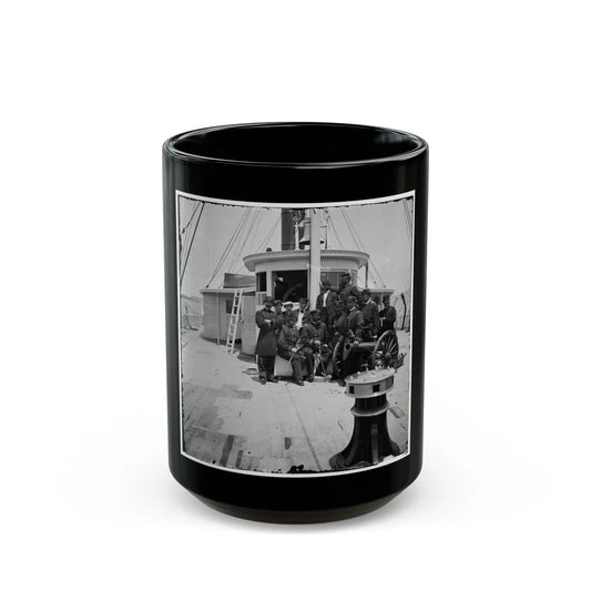 Unknown Location. Officers Of The U.S.S. Philadelphia Before Pilot-House (U.S. Civil War) Black Coffee Mug-15oz-Go Mug Yourself