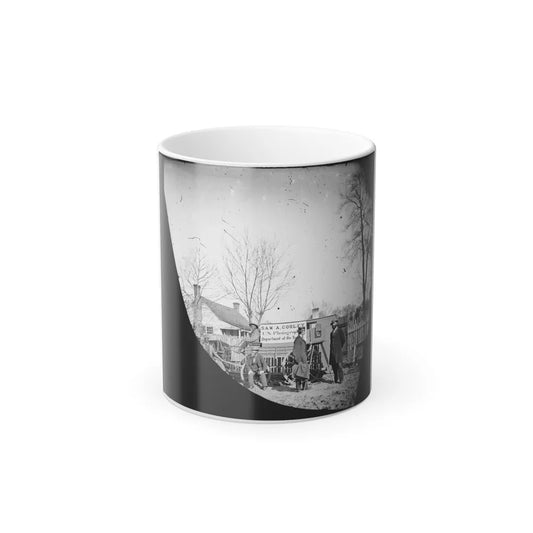 Unknown Location. Wagons and Camera of Sam A. Cooley, U.S. Photographer, Department of the South (U.S. Civil War) Color Changing Coffee Mug 11oz-11oz-Go Mug Yourself