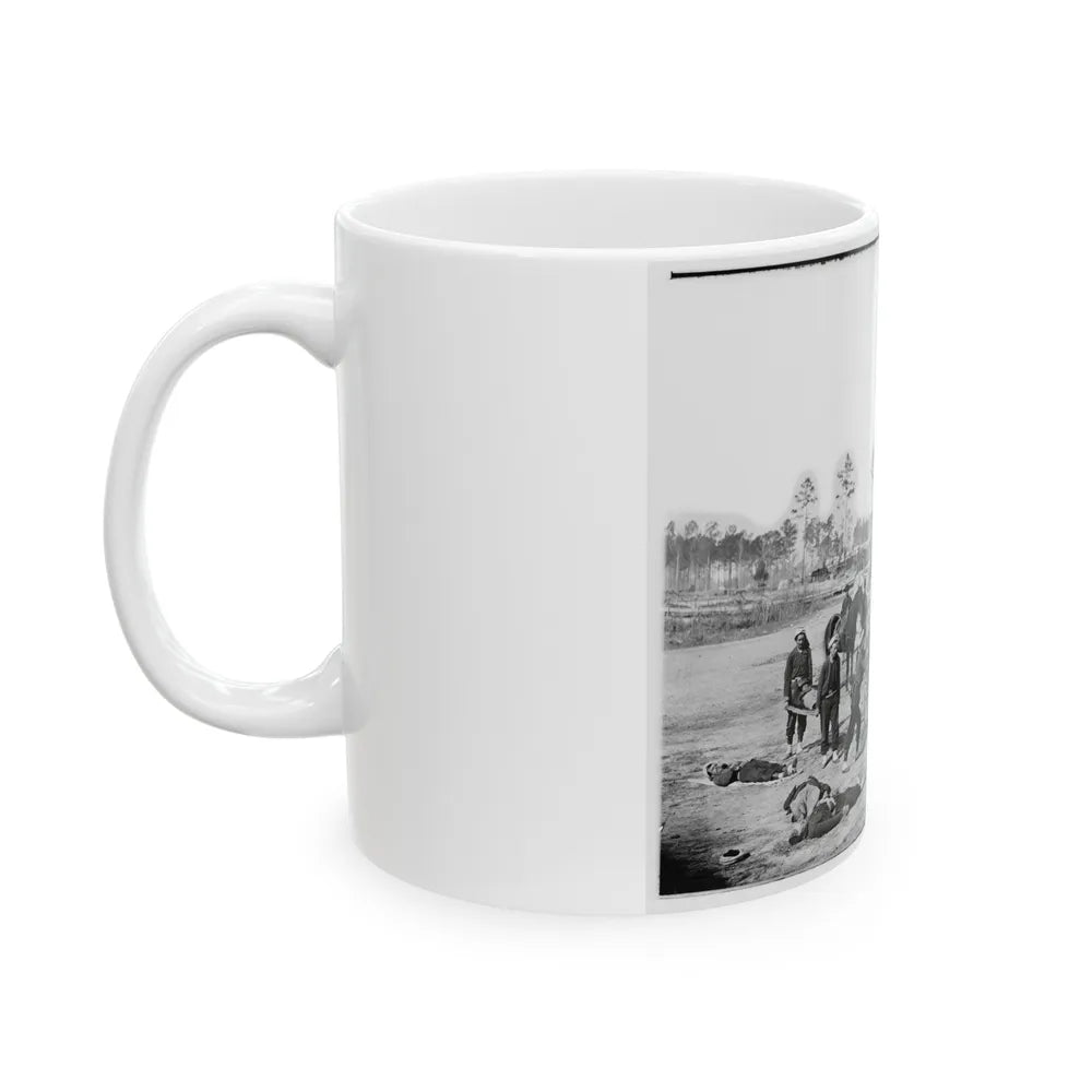 Unknown Location. Zouave Ambulance Crew Demonstrating Removal Of Wounded Soldiers From The Field (U.S. Civil War) White Coffee Mug-Go Mug Yourself