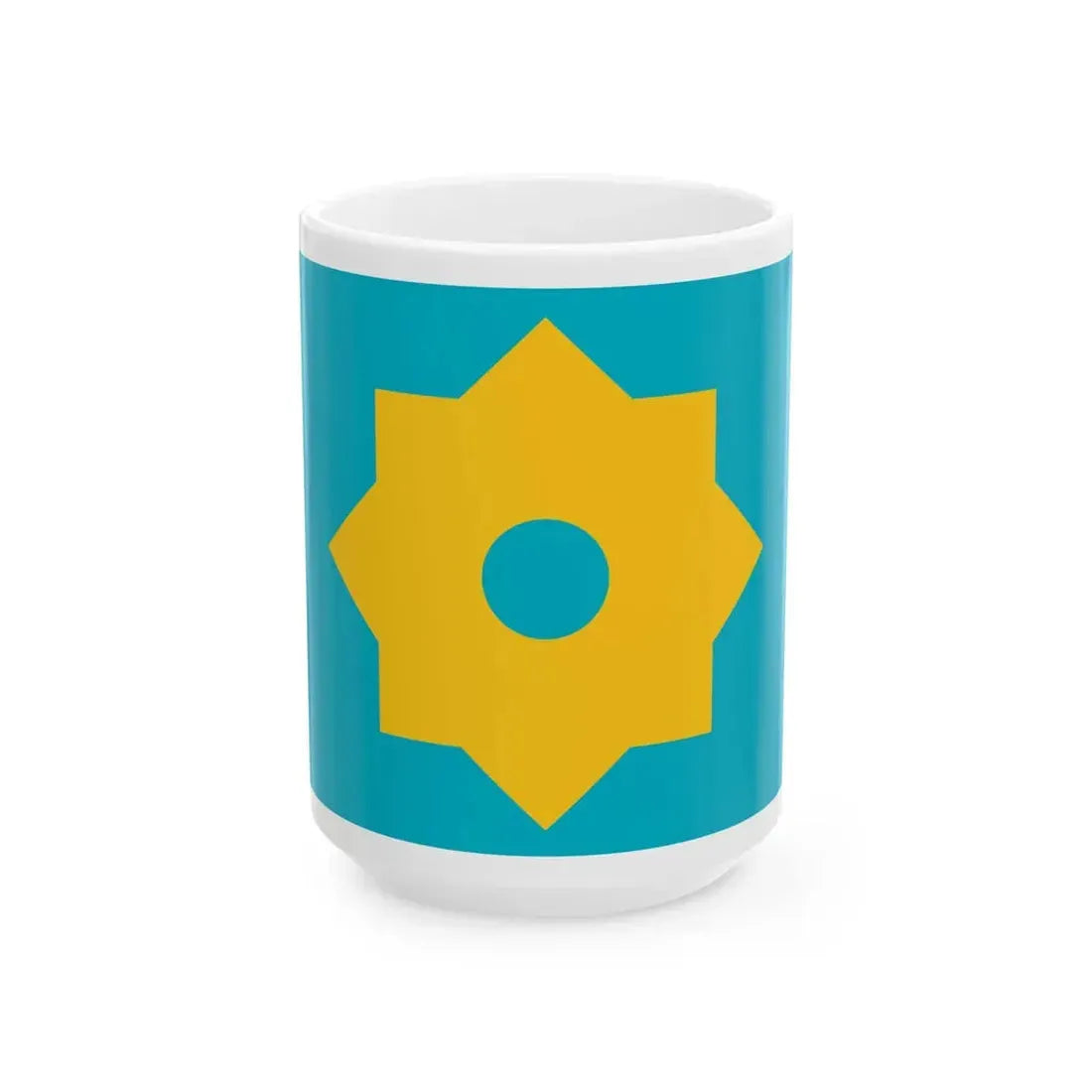 Unofficial flag of Kazakhstan 1990s (Kazakhstan) White Coffee Mug 15oz - Go Mug Yourself