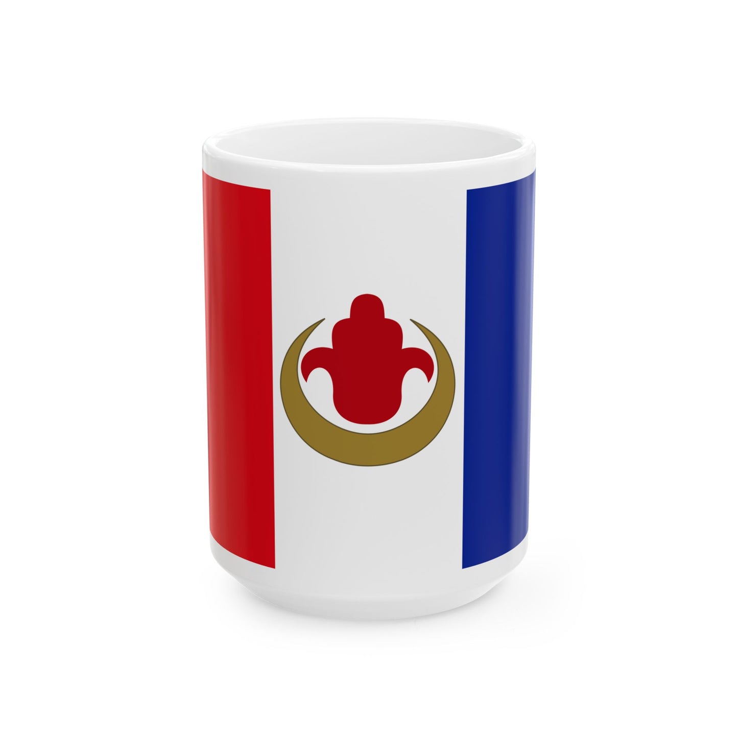 Unofficial Harki flag with Fatimas hand reverse (France) White Coffee Mug-15oz-Go Mug Yourself