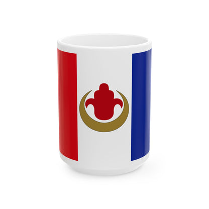 Unofficial Harki flag with Fatimas hand reverse (France) White Coffee Mug-15oz-Go Mug Yourself