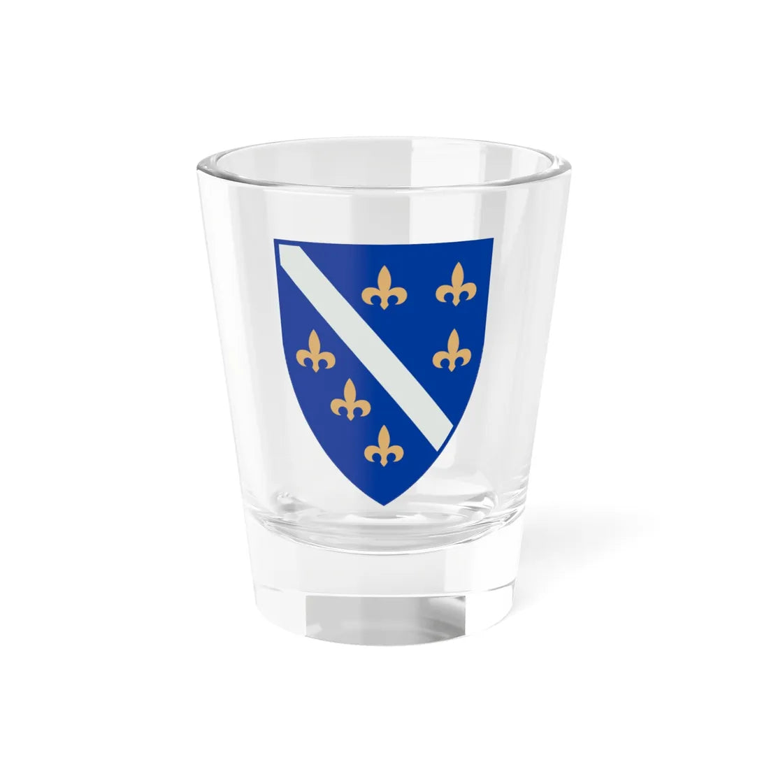 Unofficial version of the coat of arms of the Republic of Bosnia and Herzegovina 1992 - 1998 (Bosnia and Herzegovina) (Coat of Arms) Shot Glass 1.5oz 1.5oz - Go Mug Yourself
